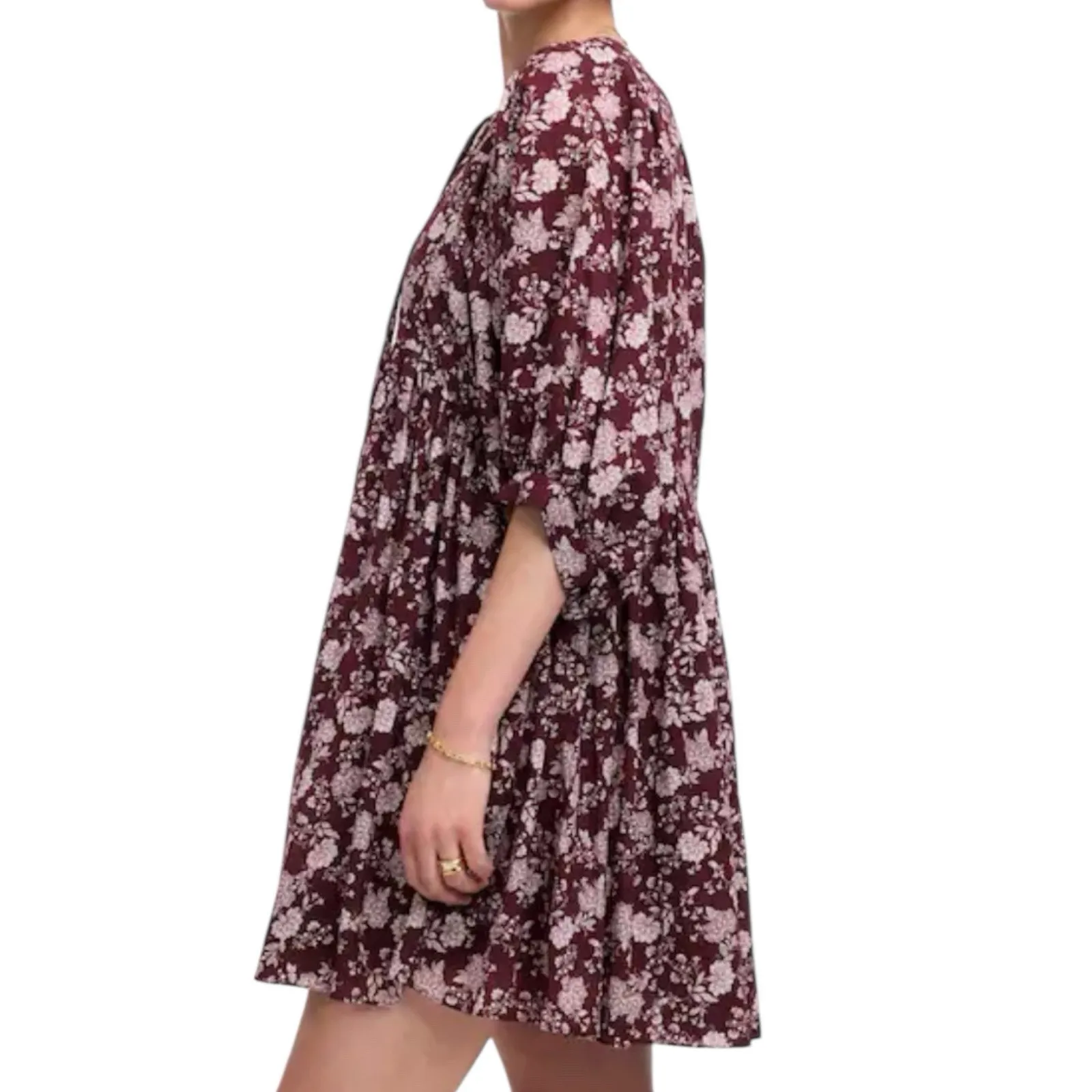 NWT Madewell Splitneck Puff Sleeve Floral Mini Dress Size XXS - Image 2