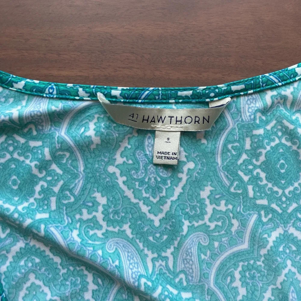 41 Hawthorn Zoolia Venetian Faux Wrap Knit Top Size S Blue - Image 4