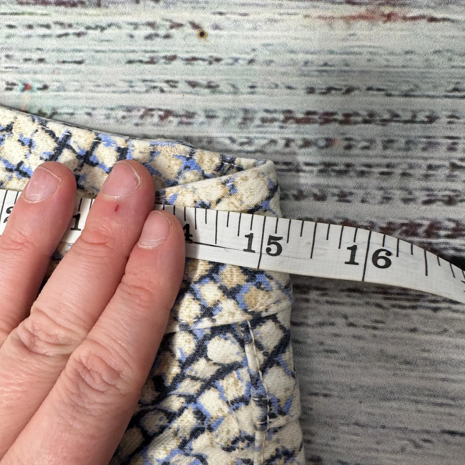 J.McLaughlin Women’s Pants Blue Beige Textured Jacquard Slim Straight Ankle 6 - Image 5