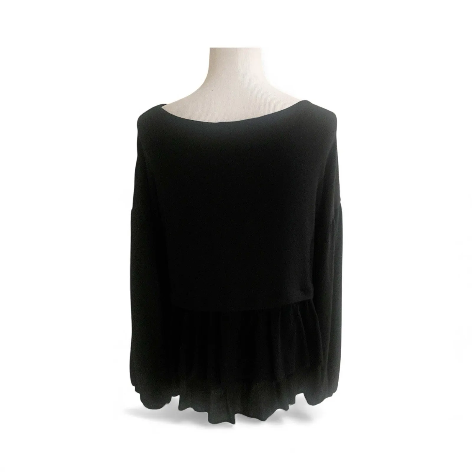 Savannah Jane Long Sleeve Embroidered Tunic Size Medium Black Soft Tiered Boho - Image 9