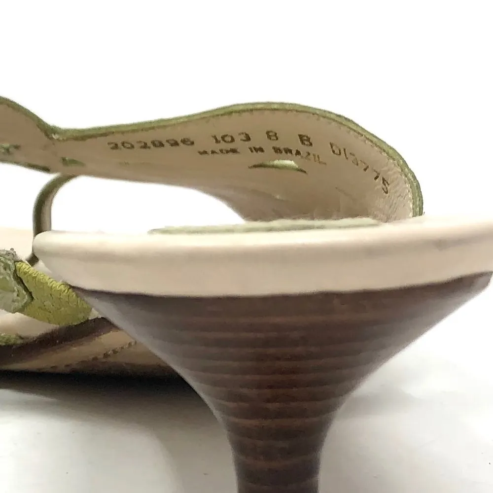 COLE HAAN green leather kitten heel slides - Image 8