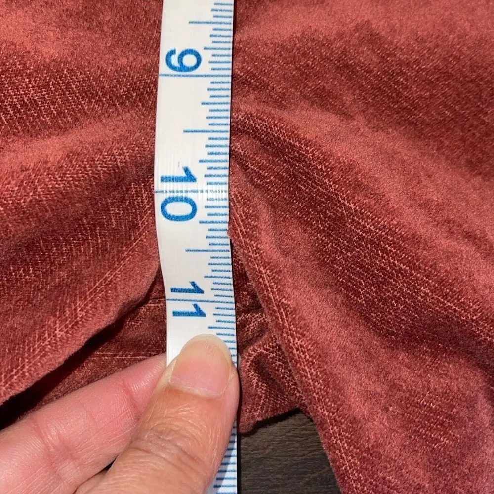 LOFT Womens Cotton Blend High Waist Skinny Leg Velvet Pants Burnt Orang Rust Siz - Image 10