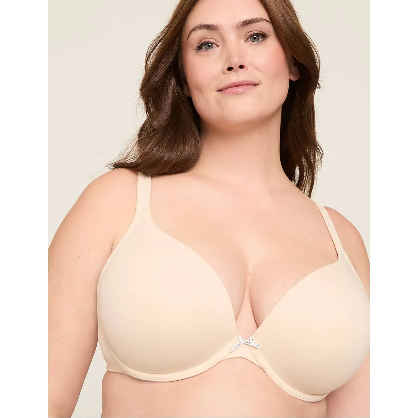Cacique Cotton Boost Plunge Beige Sz 44DDD Bra - Image 3