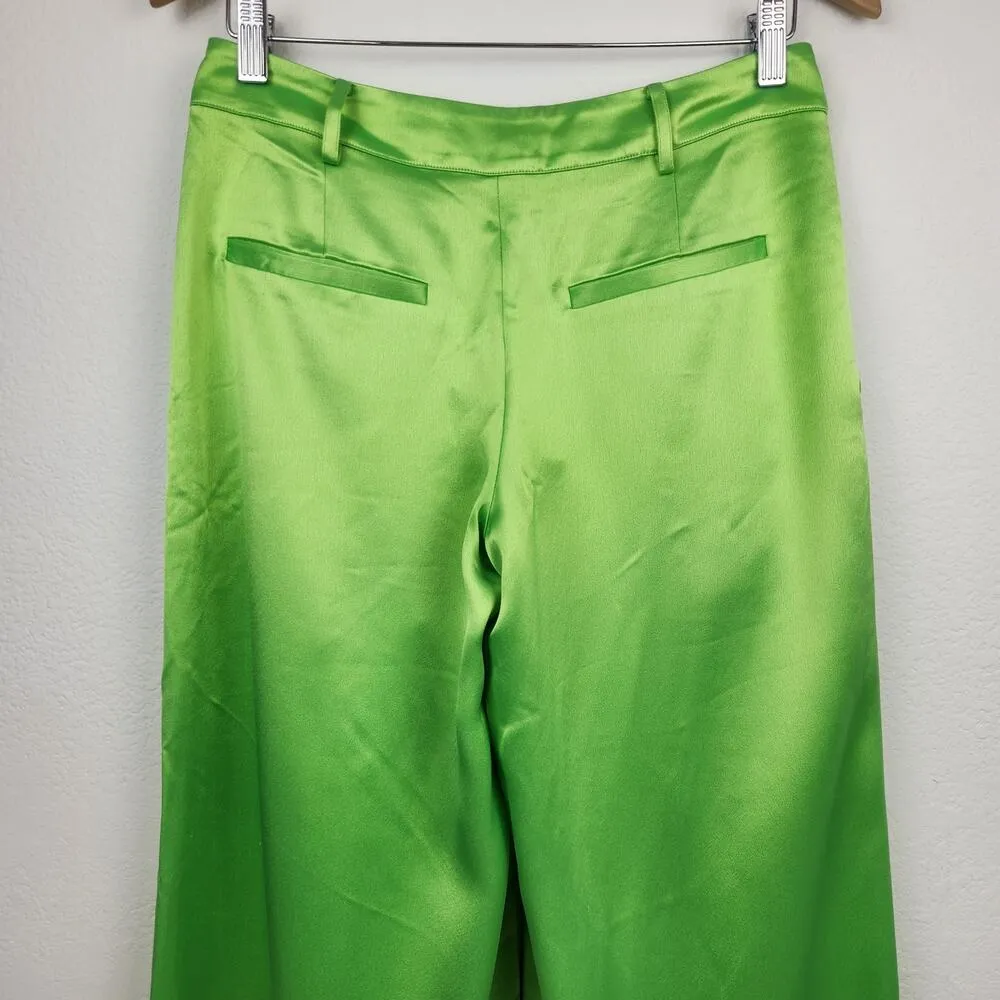 Retrofete Pauletta Pant Lime Punch Green Size Wide Leg NWT Sample Pleats Medium - Image 7