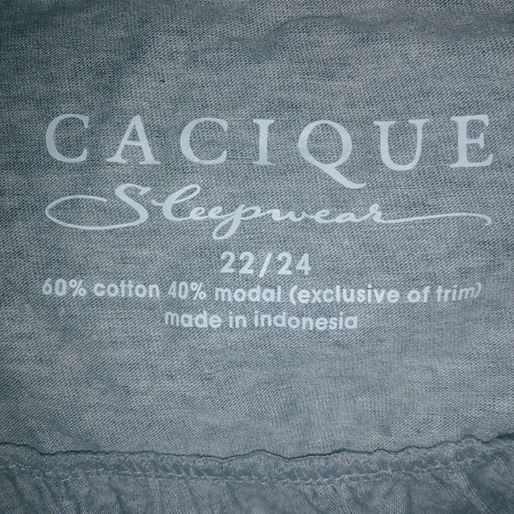 Cacique Sleepwear 22/24 Night Gown Gray Black Lace Trim Plus - Image 5
