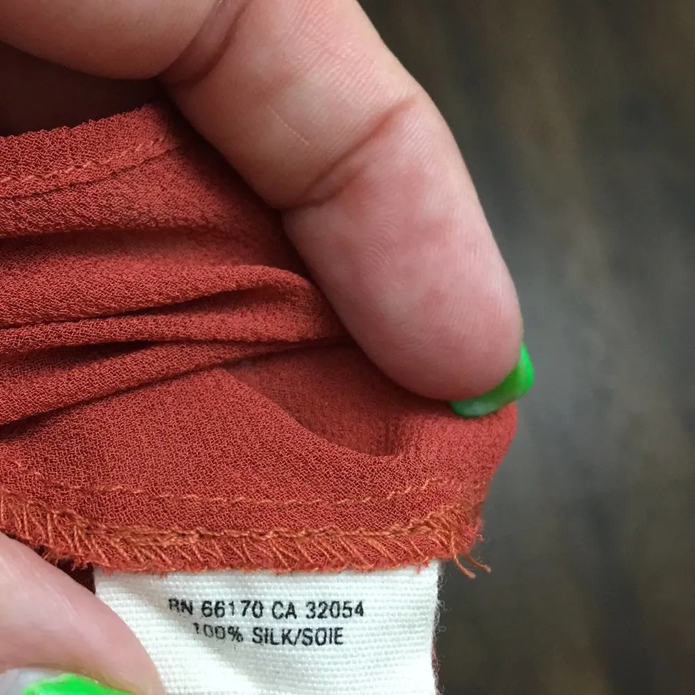 Anthropologie Floreat Rust Colored Silk Blouse - Image 4