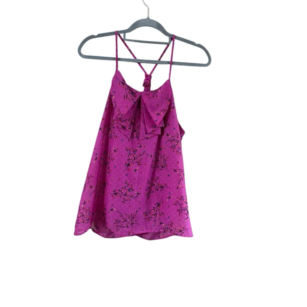 Women's Xhilaration Fuchsia Floral Ruffle Tank Top XL - Image 3
