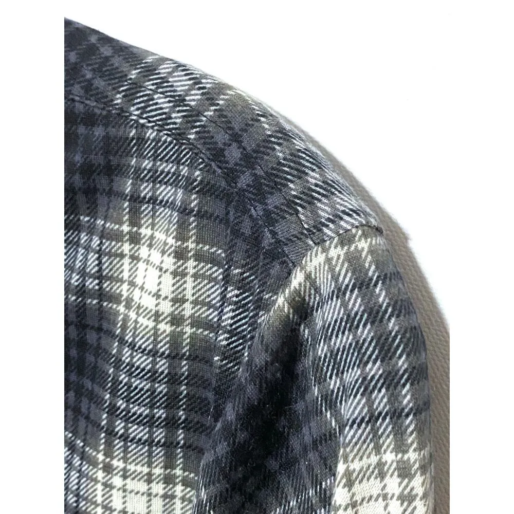 Passport Plaid Button Shirt Front Flap Pockets Womens Small Roll Tab Sleeves Blue - Image 7