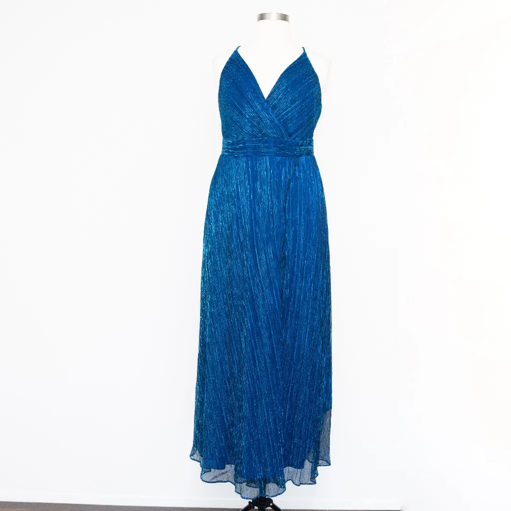 Betsy & Adam - Plus Size Metallic Foil Spaghetti-Strap Gown - Image 2