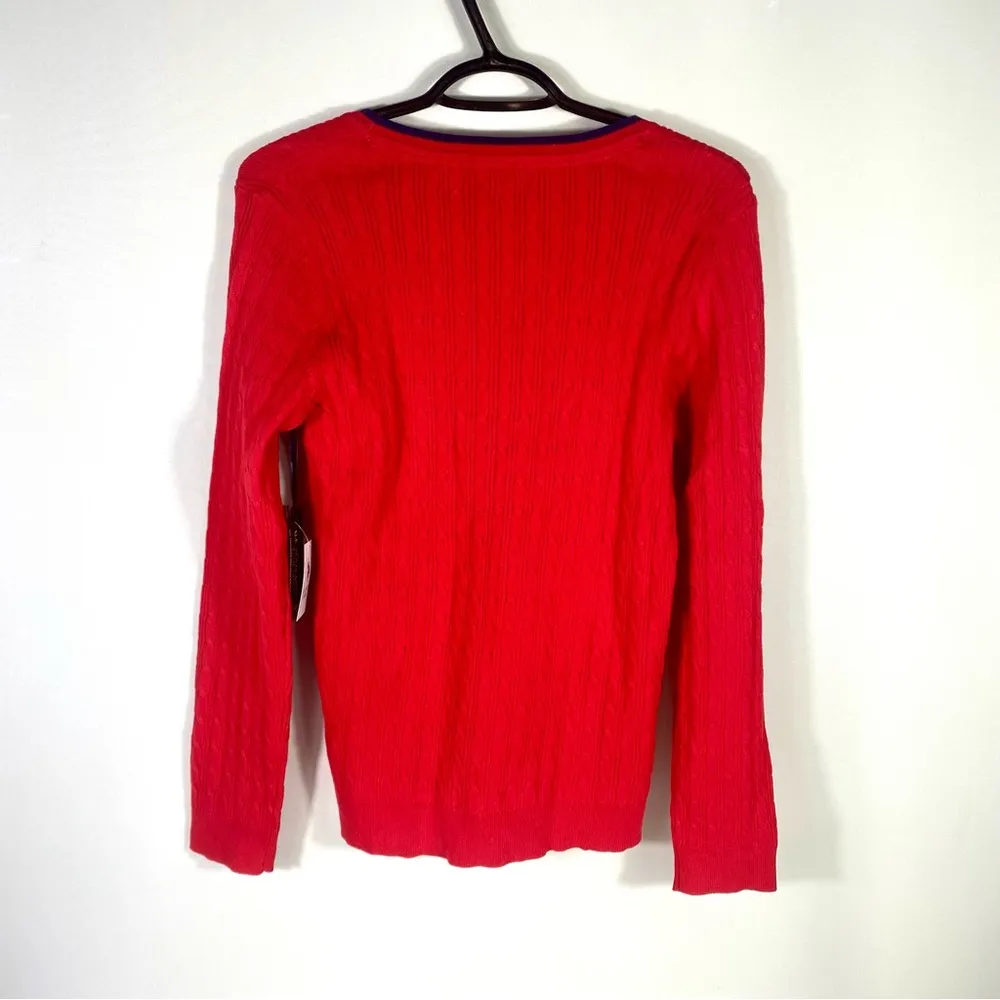 Sof Cable Crew Neck Pullover Sweater Red Size M - Image 3