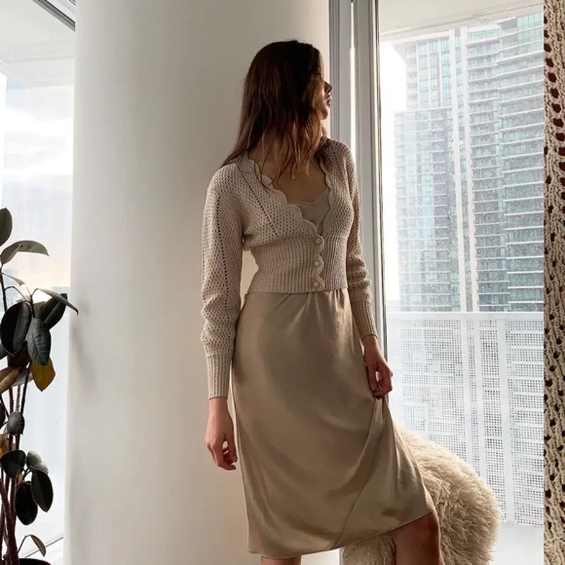 Aritizia Wilfred Crochet Caraway Cardigan Button Down Women's Tan Size Small - Image 2