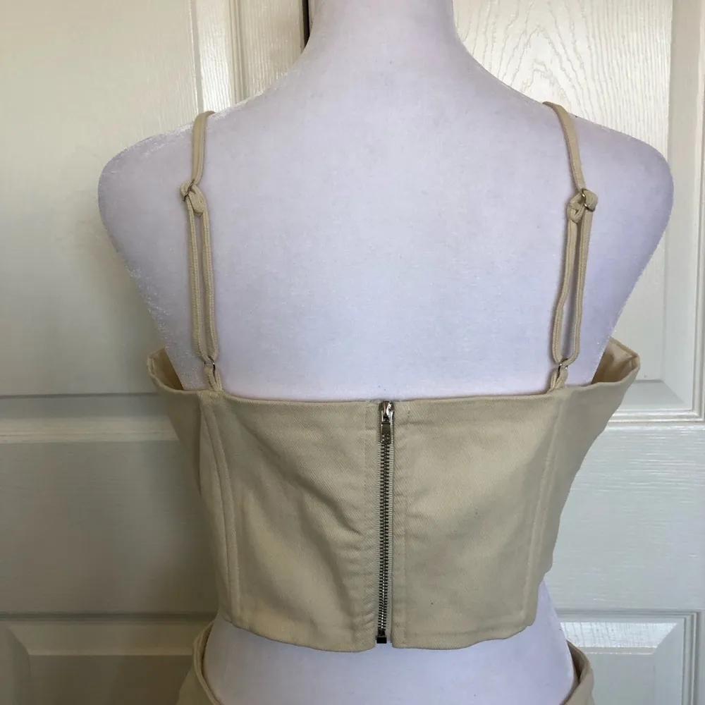 Peppermayo  Ivory Denim Mini Skirt & Corset Set Size US 8 - Image 5