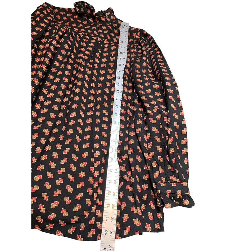 Vintage Meanwhile‎ Blouse Long Sleeve Keyhole Peasant Shabby Cottage - Image 8