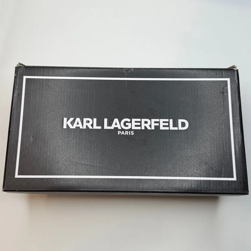 KARL LAGERFELD PARIS Women’s Cabria Ankle-Strap Nude Flats- Size 9.5- Sandals - Image 7