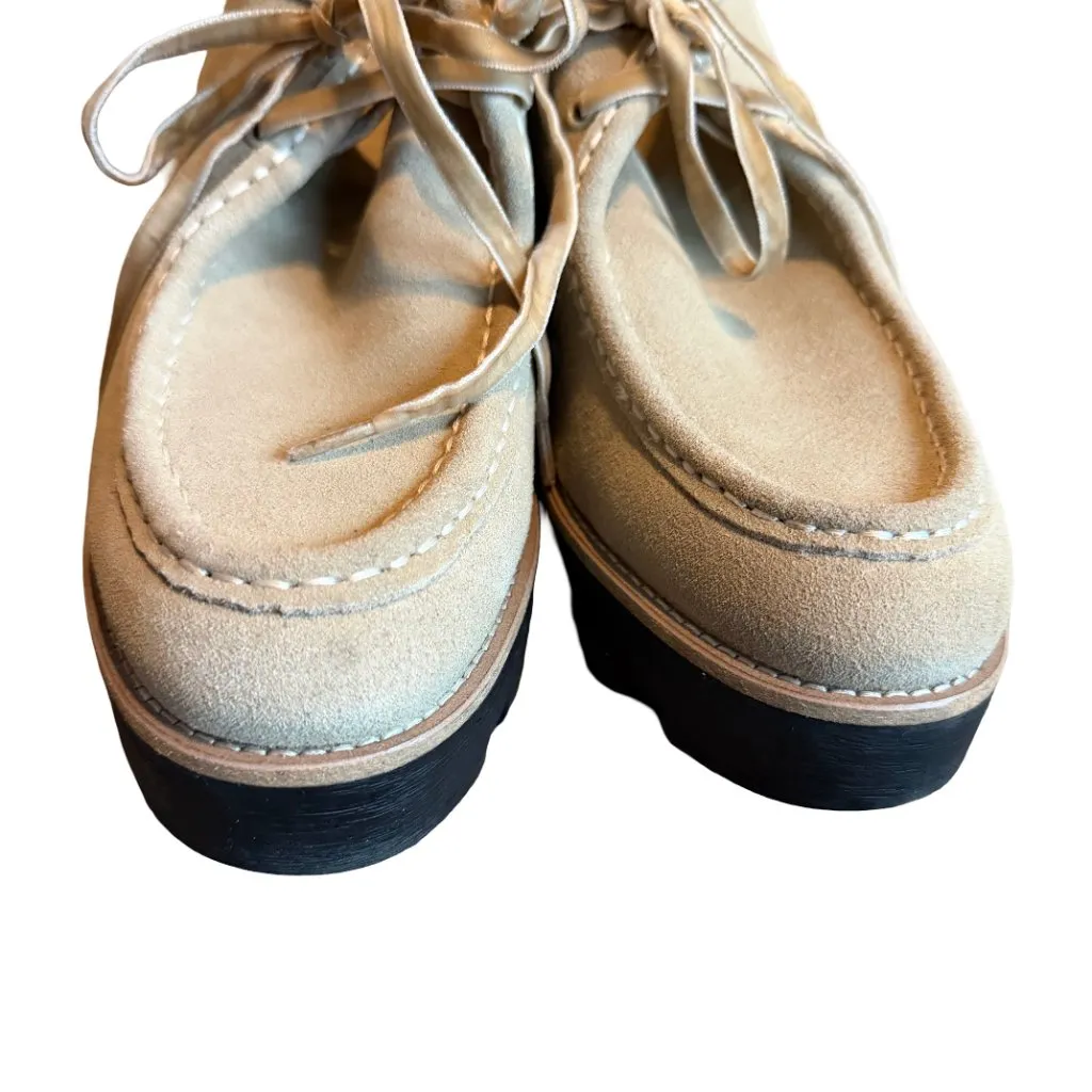 Kelsi Dagger Brooklyn Olga Lug Loafer Heels Beige Platform Booties Shoes Size 10 - Image 3