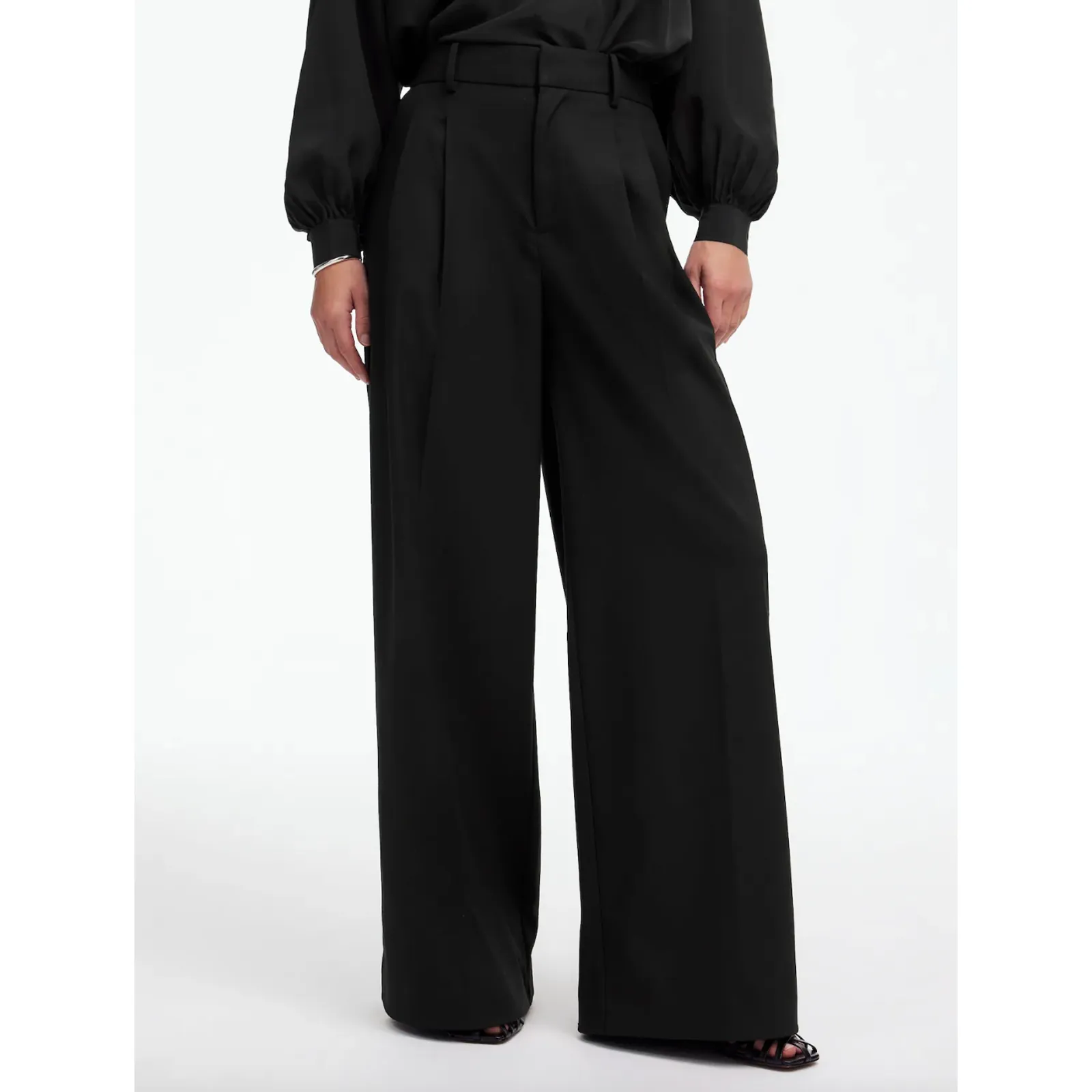 Madewell The Harlow Superwide Leg Trouser Brushed Twill Black High Rise US 4 NWT - Image 2