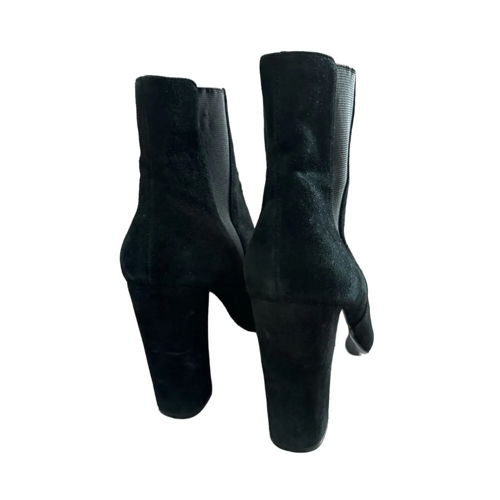 Steve Madden Effect suede leather slip on heeled boots sz 9 women’s biker edgy c - Image 4