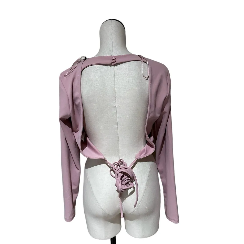 NWT ZARA CROP TOP WITH BOW OPEN BACK TIE BLOGGERS FAV BLUSH XL - Image 10