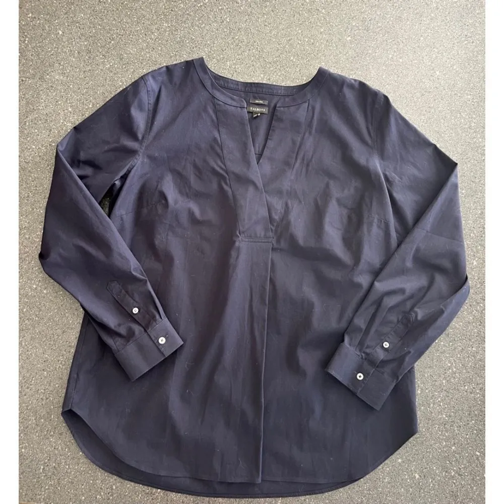 Talbots dress navy blue blouse size L - Image 4