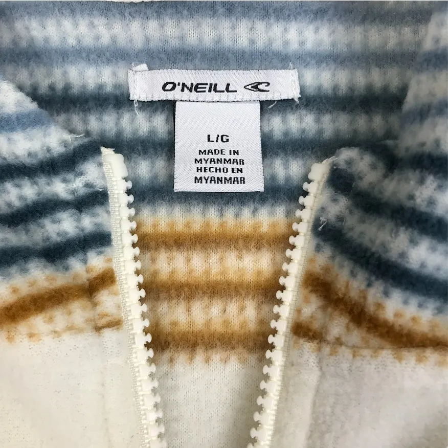 O'NEILL Half Zip Fleece Polar Hoodie Pullover Women L Striped Everyday Comfort - Image 8