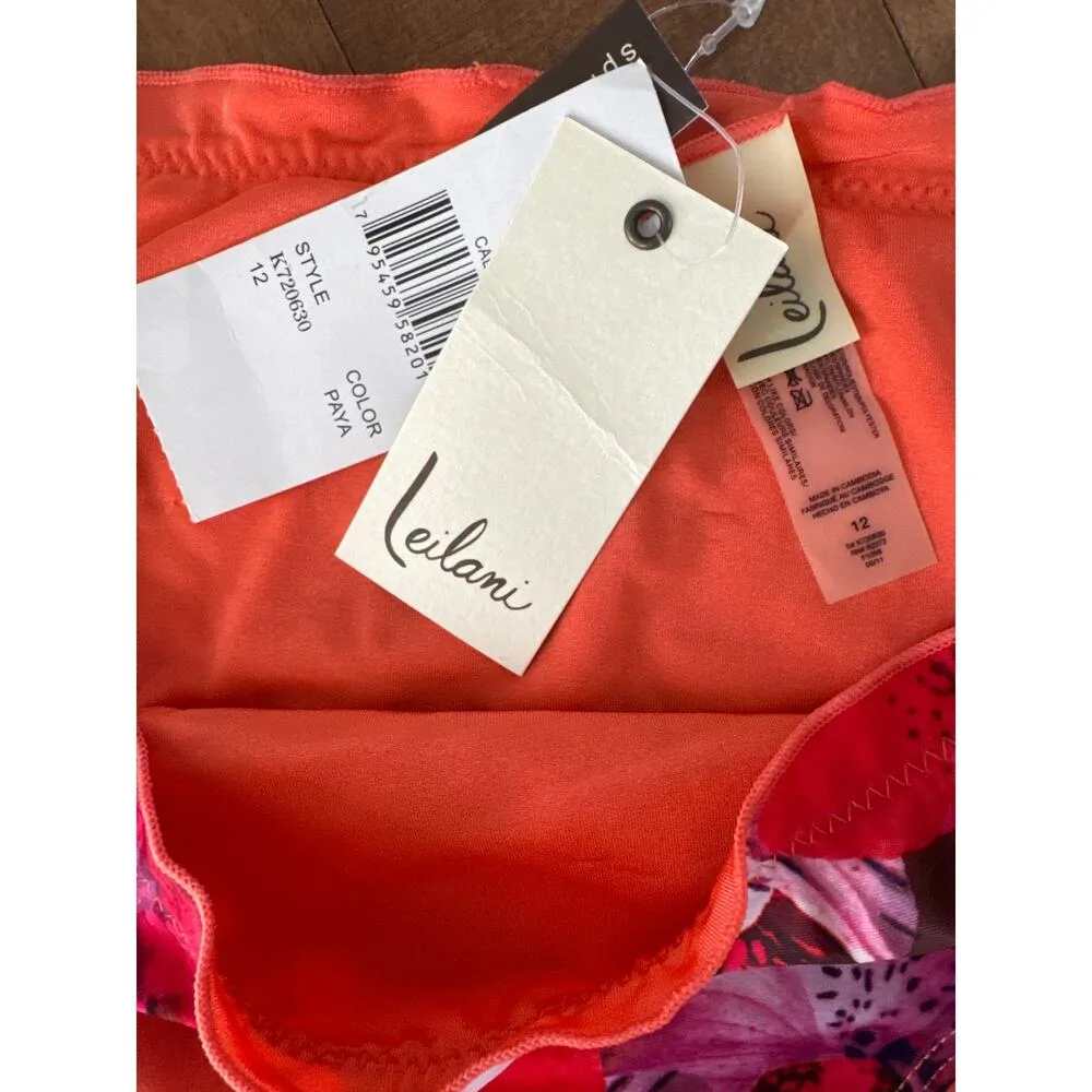 NWT Leilani Cali Pant Floral tropical Bikini bottom quicksilver size 12 Orange - Image 5