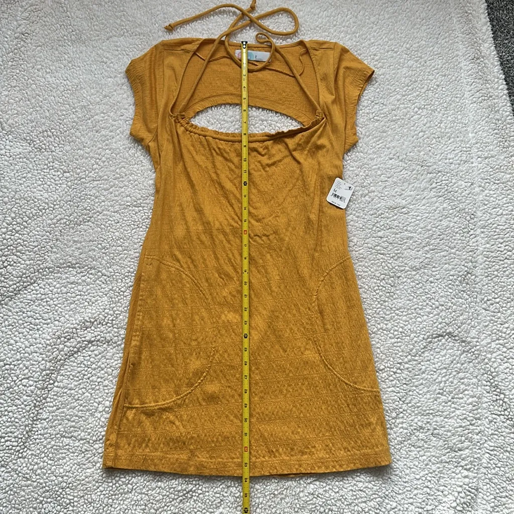 Free People Vivi Sundress Dress Open Back Cap Sleeve Gold Dress Size  M NWT - Image 7