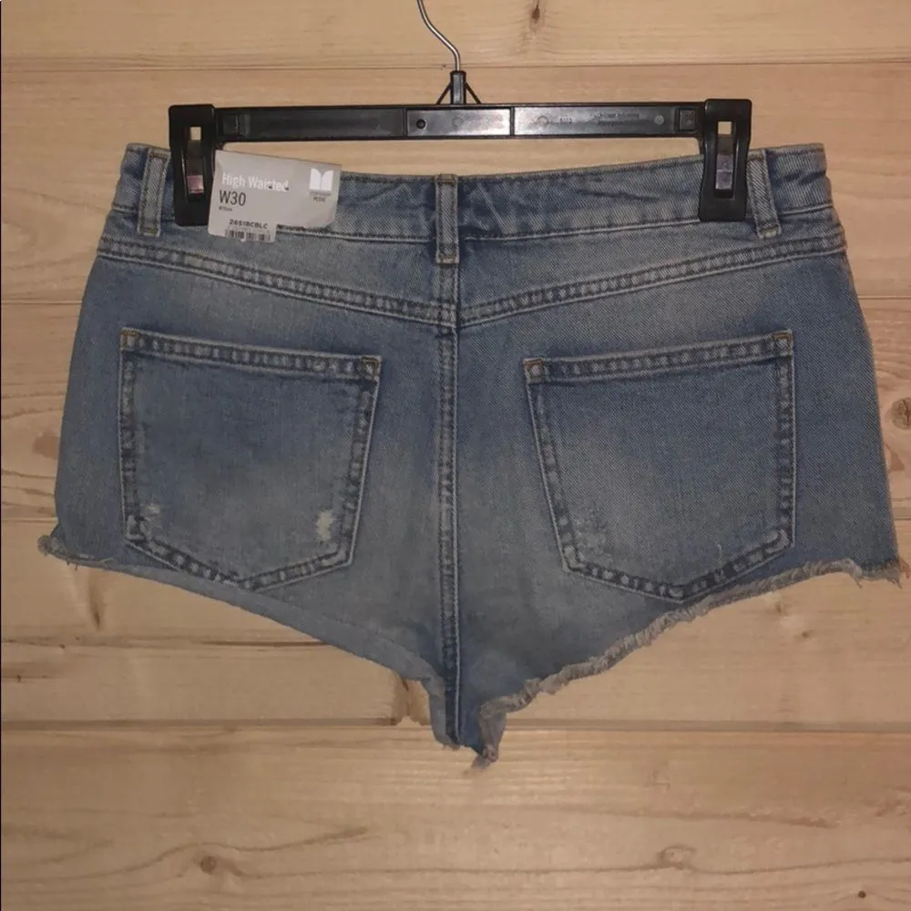Topshop Hi-Waisted Moto Petite Jean Shorts‎ nwt - Image 6
