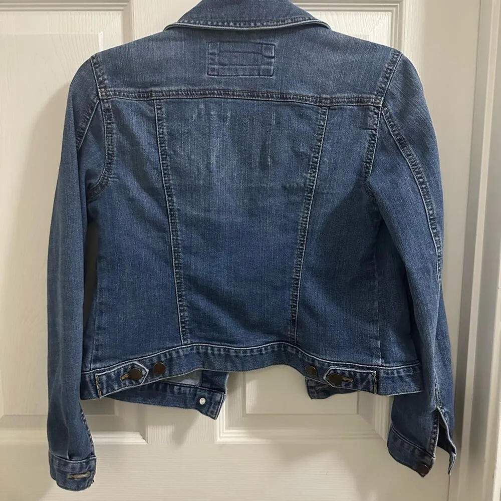 Ann Taylor Loft cropped Jean Denim jacket size XS - Image 6