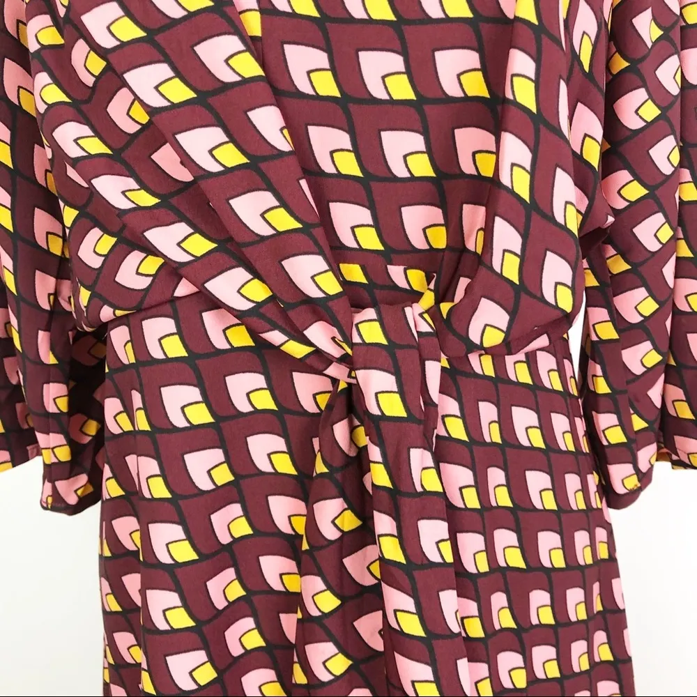 Halogen Tie Front Multi Color Printed Dress Size Small - Image 4