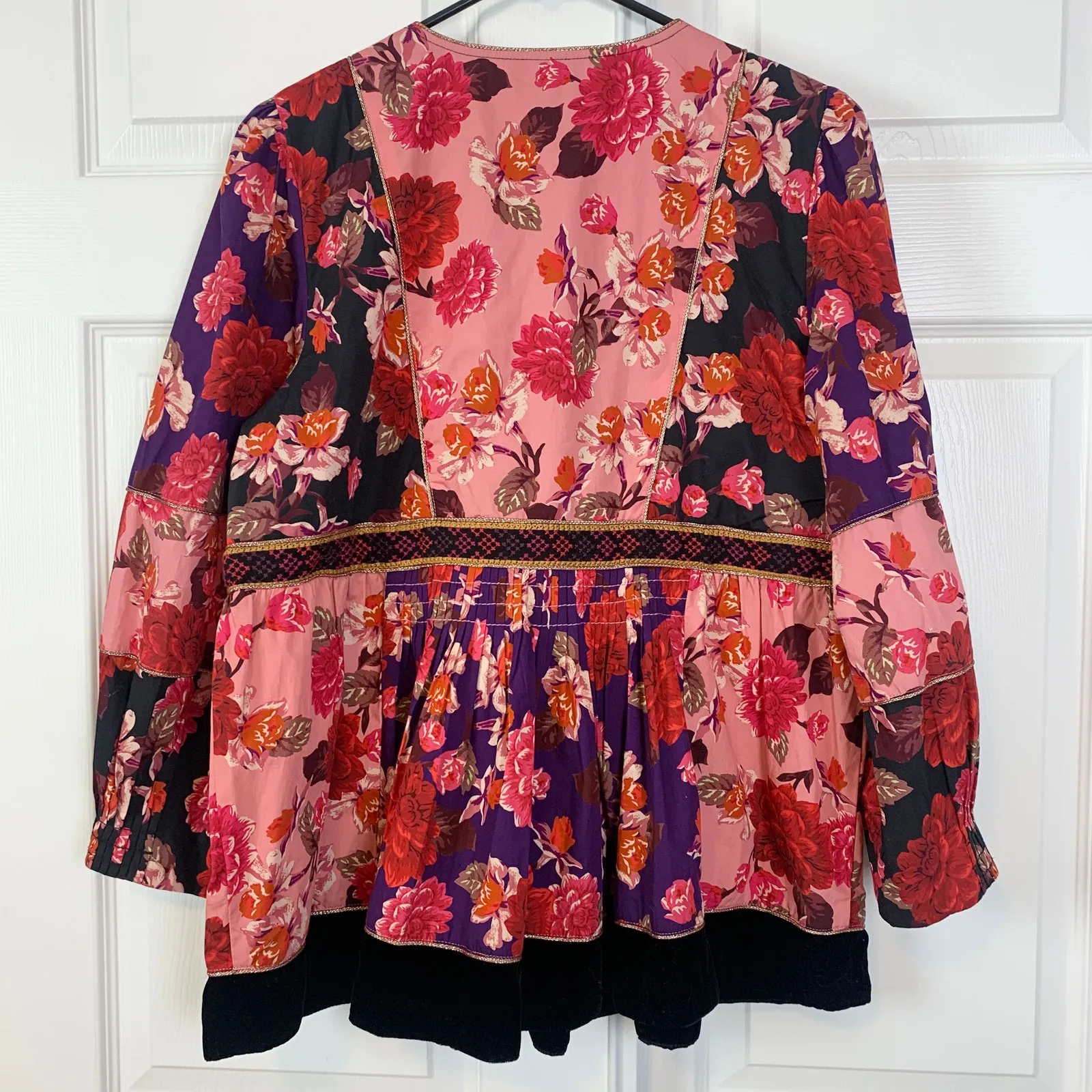 Johnny Was Kimmy Floral V-Neck Peasant Top Shirt Blouse Size Large - Image 7