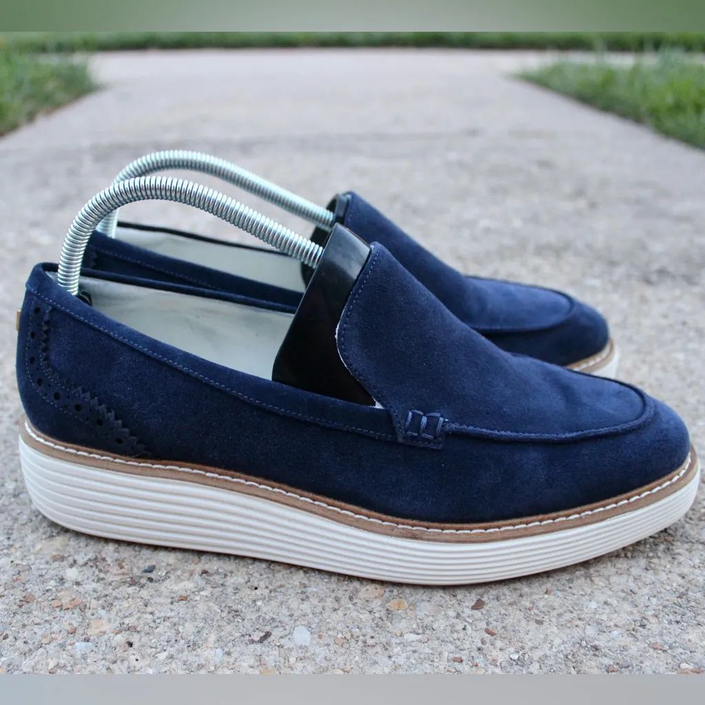 Women's OriginalGrand Platform Ventetian Loafers Blue Suede Sz 10.5 - Image 2