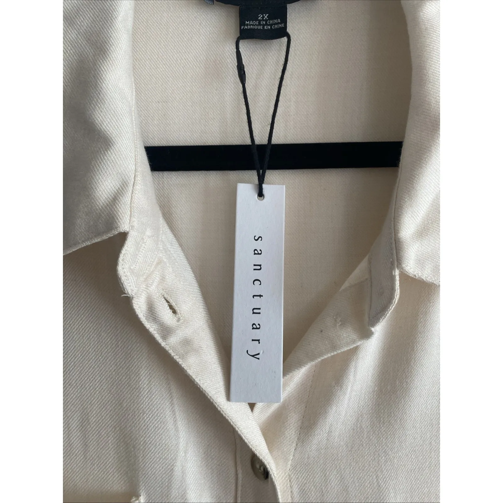 Sanctuary Womens 2X Ivory Button Down Top New Corpcore - Image 3