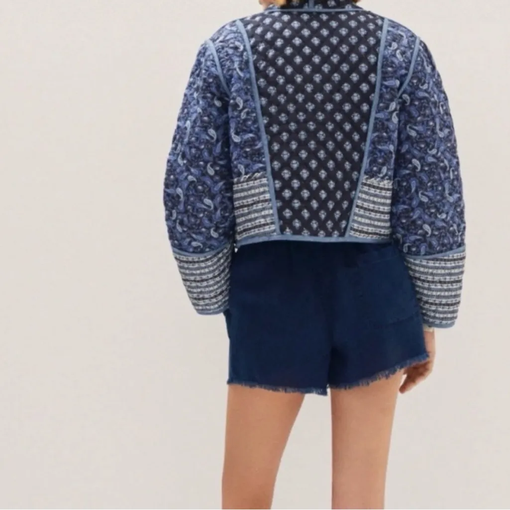 Amazon Cropped Floral Quilted Jacket Printed Lightweight 
Open Front Padded jacket S - Image 6