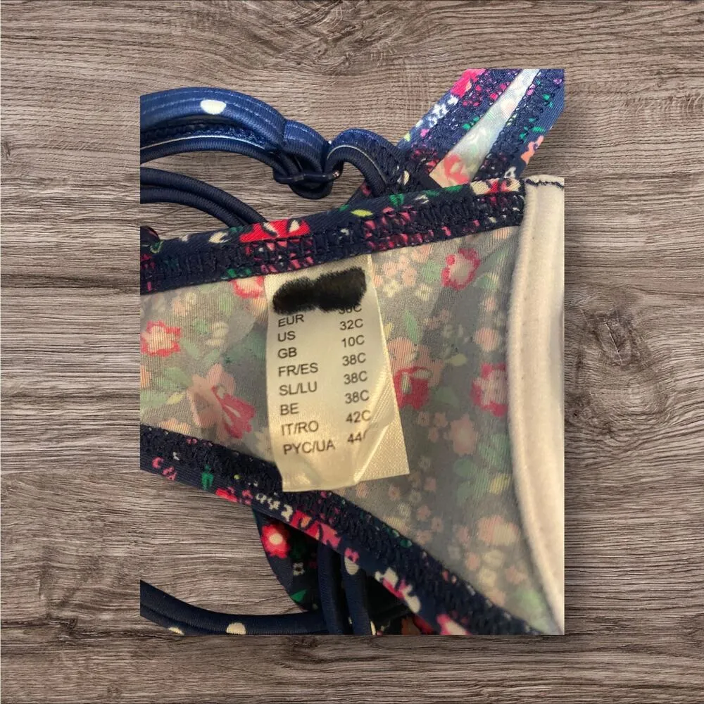 New La Blanca Women's Size 32C Flor De Paradiso Bikini Top Floral Blue - Image 4