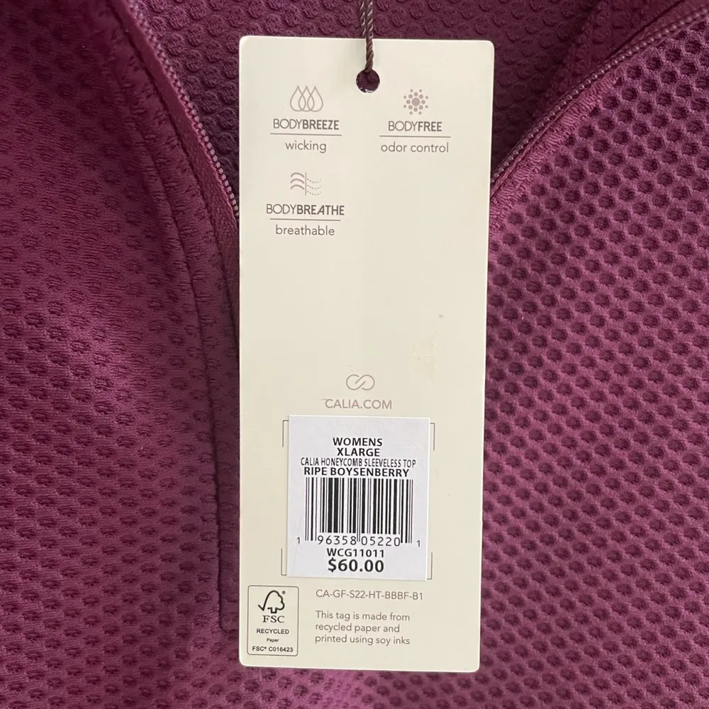 CALIA Golf Honeycomb Mesh 1/2 Zip Sleeveless Polo Ripe Boysenberry Size XL NWT Purple - Image 9