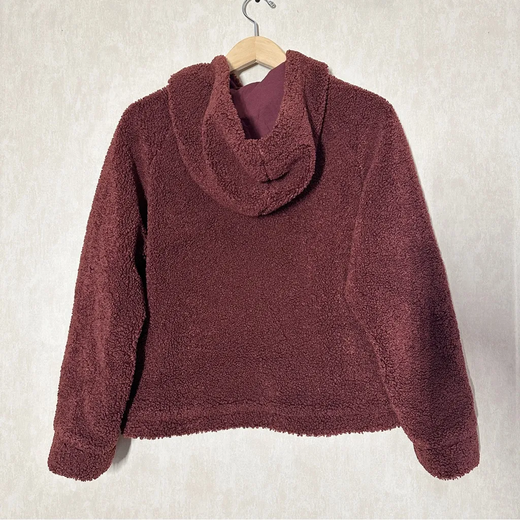 Vince Women’s Cozy Faux Fur Hoodie Pullover Teddy Chunky In Cordovan SP - Image 6