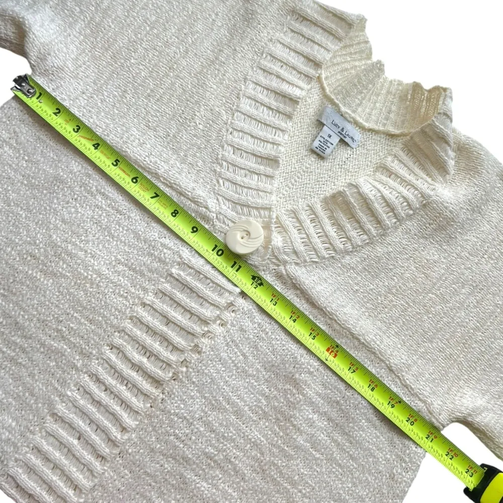 Lucy & Laurel Ivory Single Button Short Sleeve Cardigan - Image 6