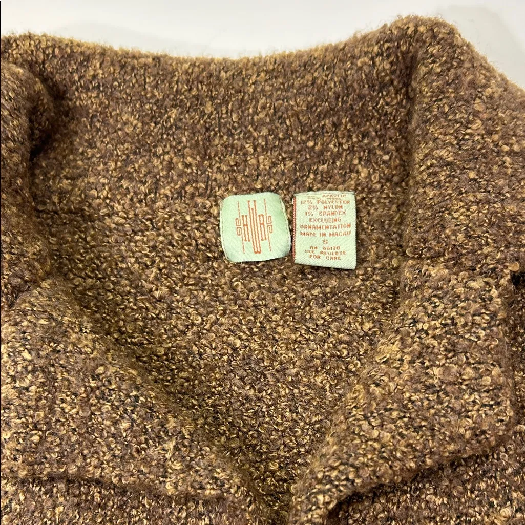 HWR Anthropologie Brown Textured sweater jacket - Image 2