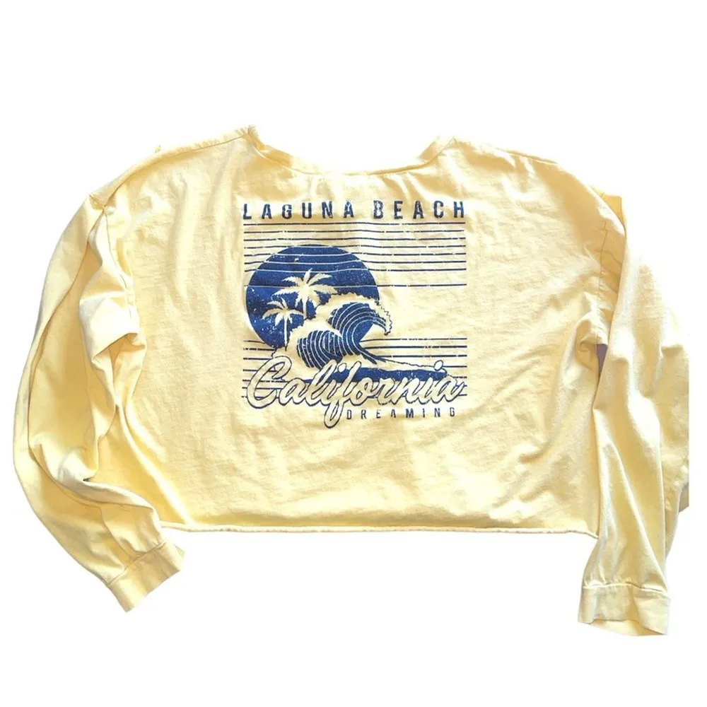 French Pastry Yellow California Dreaming Long Sleeve Cropped T-Shirt - Image 3