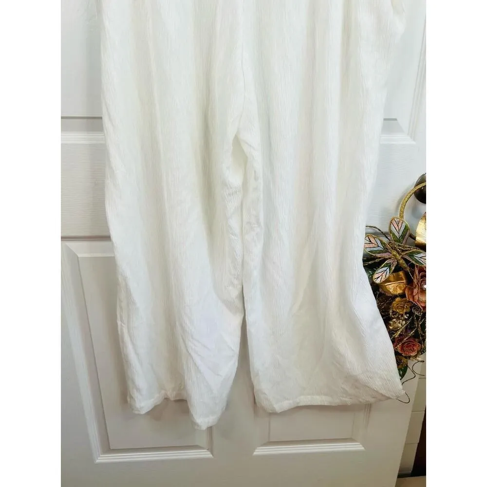 Nina Parker White Wide Leg Elastic Waist Textured Pants Pull On Size 3X - Image 10