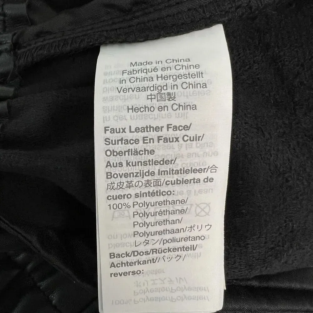 Madewell Vegan Faux Leather Paperbag High Waisted Elastic Zip Pants Black Size 2 - Image 13