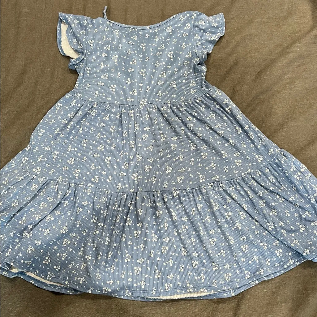See You Monday Blue and White Floral Dress with Ruffle Sleeves XS - Image 4