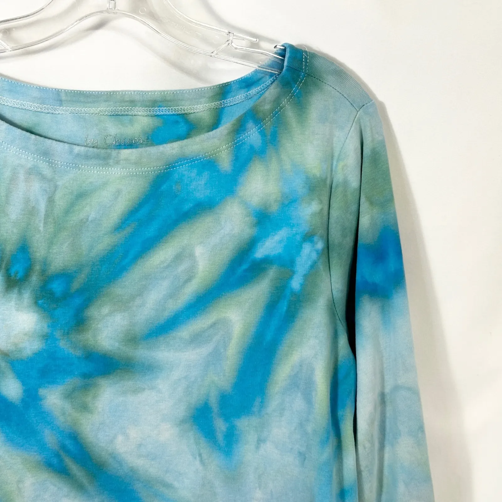 Chicos XL Top Handmade Tie Dye‎ Blue Green Cotton Boho Festival Artsy 469 - Image 5