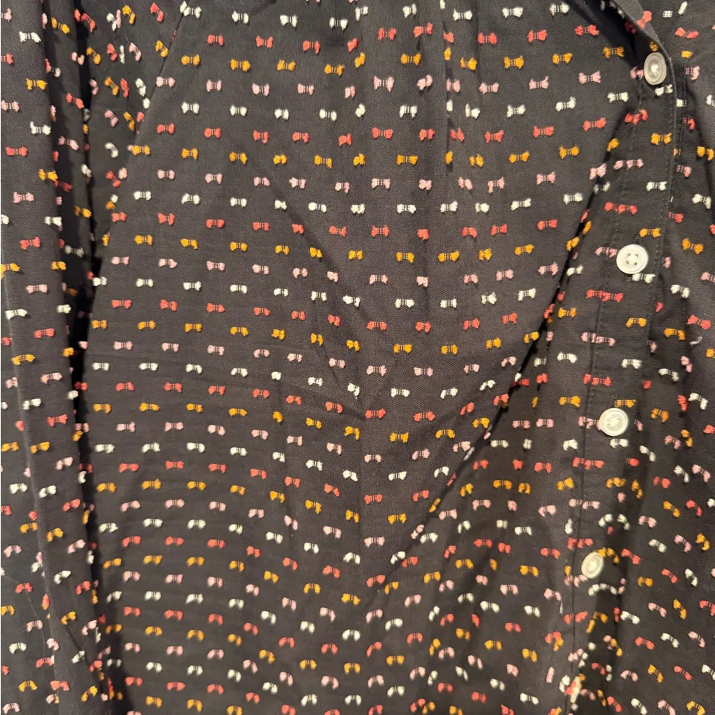 Women's Button Up Bow Patterned Loft Top - Image 2