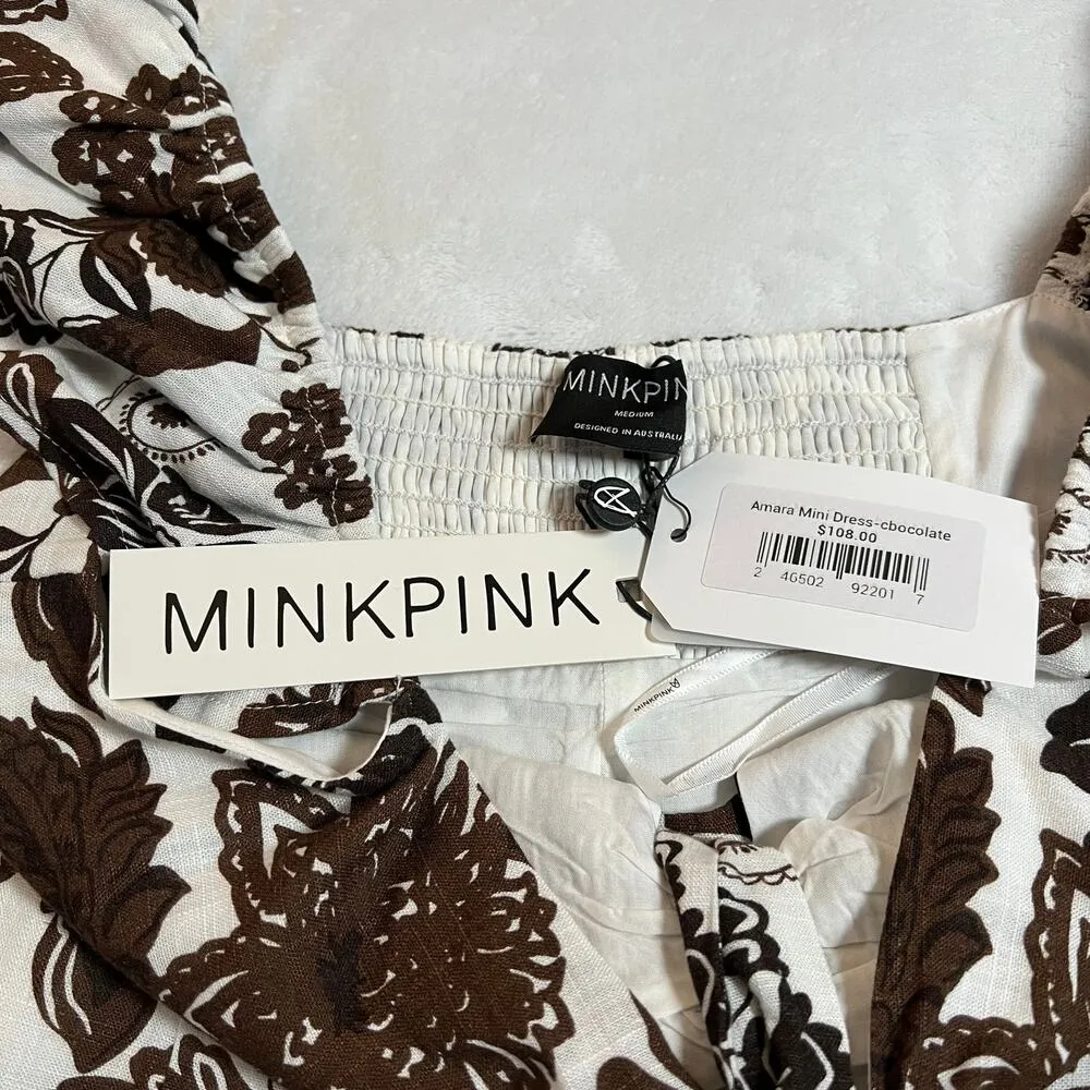 MINKPINK Amara Floral Mini Dress Size Medium NEW Vacation Party Festival Girly - Image 7