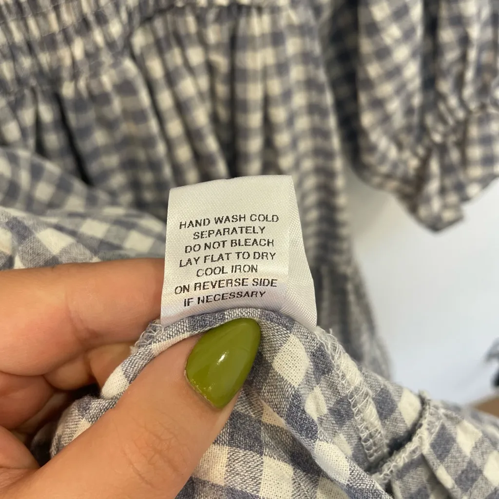 MABLE Gingham Smocked Dress sz Small Cottagecore Blue - Image 6