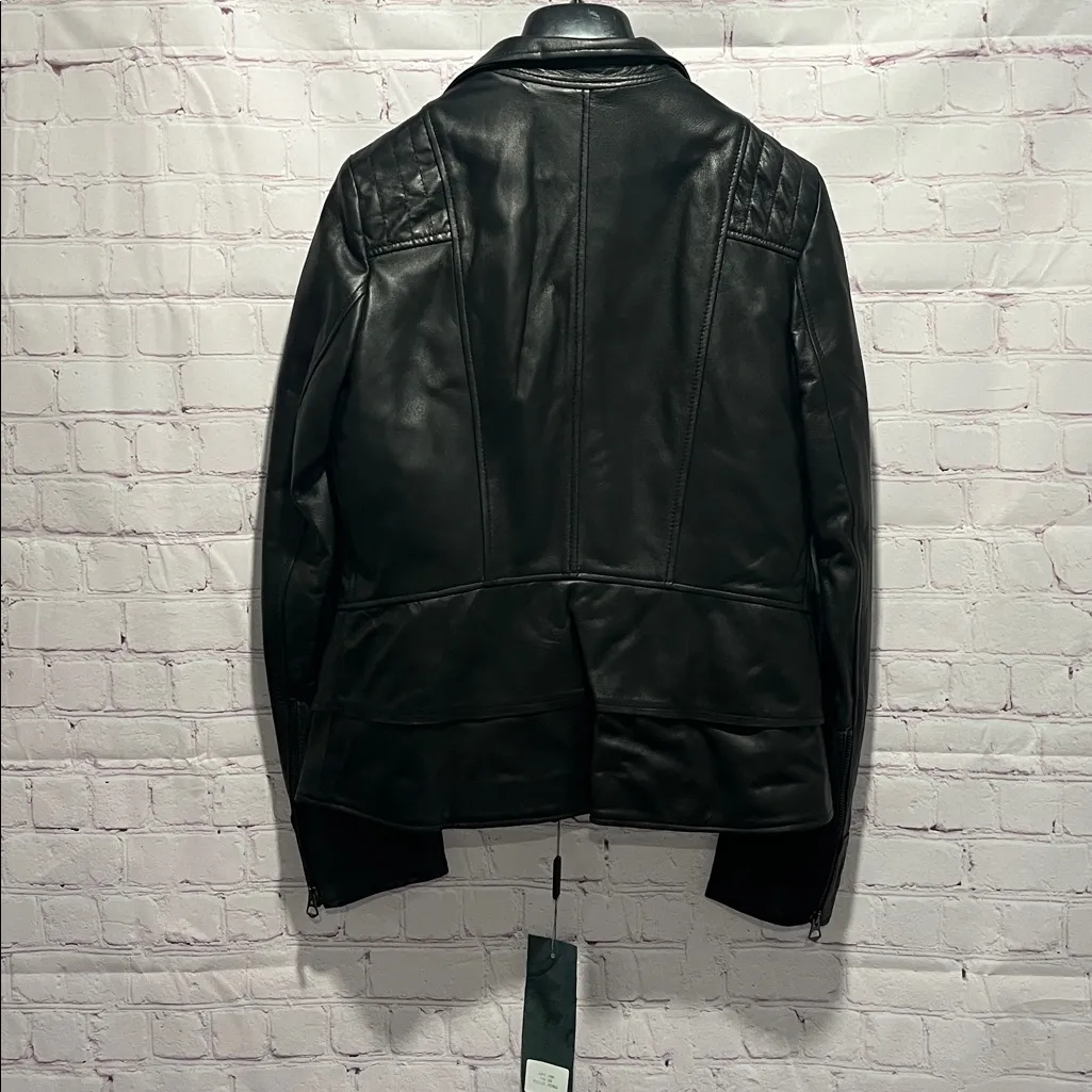 Italian Womans Black Leather‎ Zip Up Jacket Made by CURGÈ size L EU 48 NWT W15 Size L - Image 7