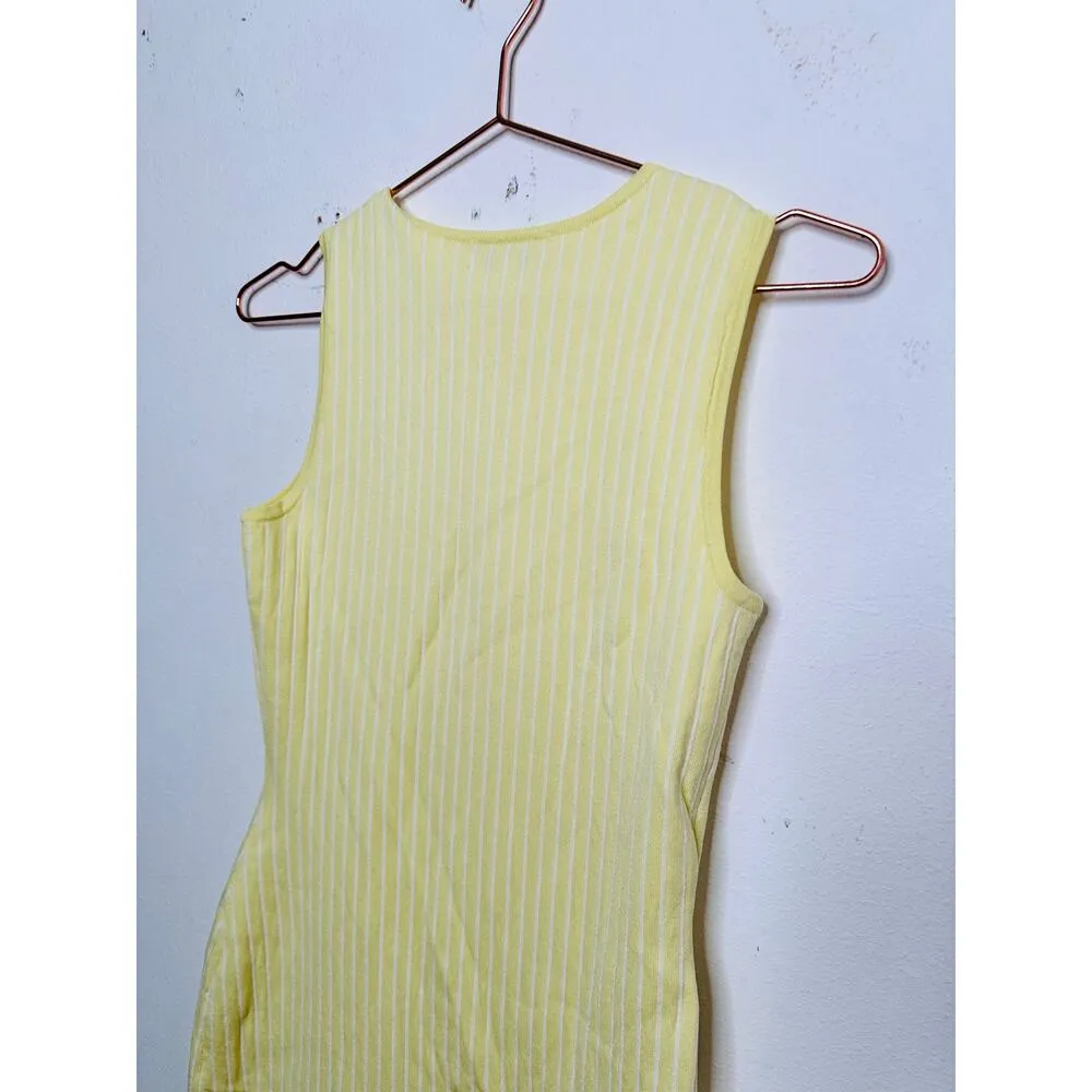 JASON WU Women's Light Yellow Ribbed Knit Sleeveless Form - Image 10