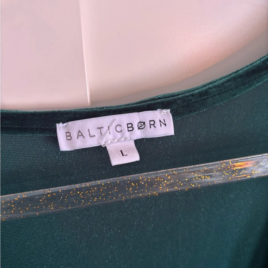 Baltic Born Meghan Velvet Wrap Dress in emerald green holiday chic - Image 5