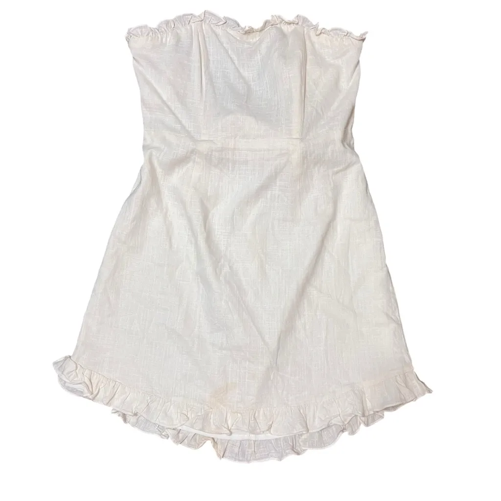 SELFIE LESLIE Little White Mini Dress Cotton Strapless Tie-Back Ruffle Sz Large - Image 5